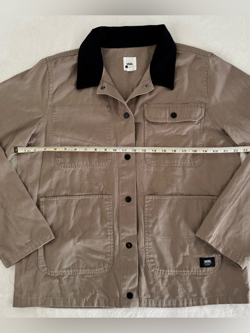 Vans Taupe Canvas Drill Chore Coat with Dark Brown Corduroy Collar - Picture 6 of 8